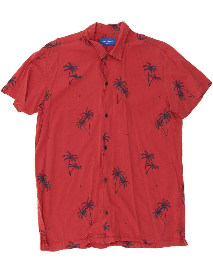 JACK & JONES Mens Short Sleeve Shirt Medium Red Cotton Hawaiian Vintage Jack & Jones and Second-Hand Jack & Jones from Messina Hembry 