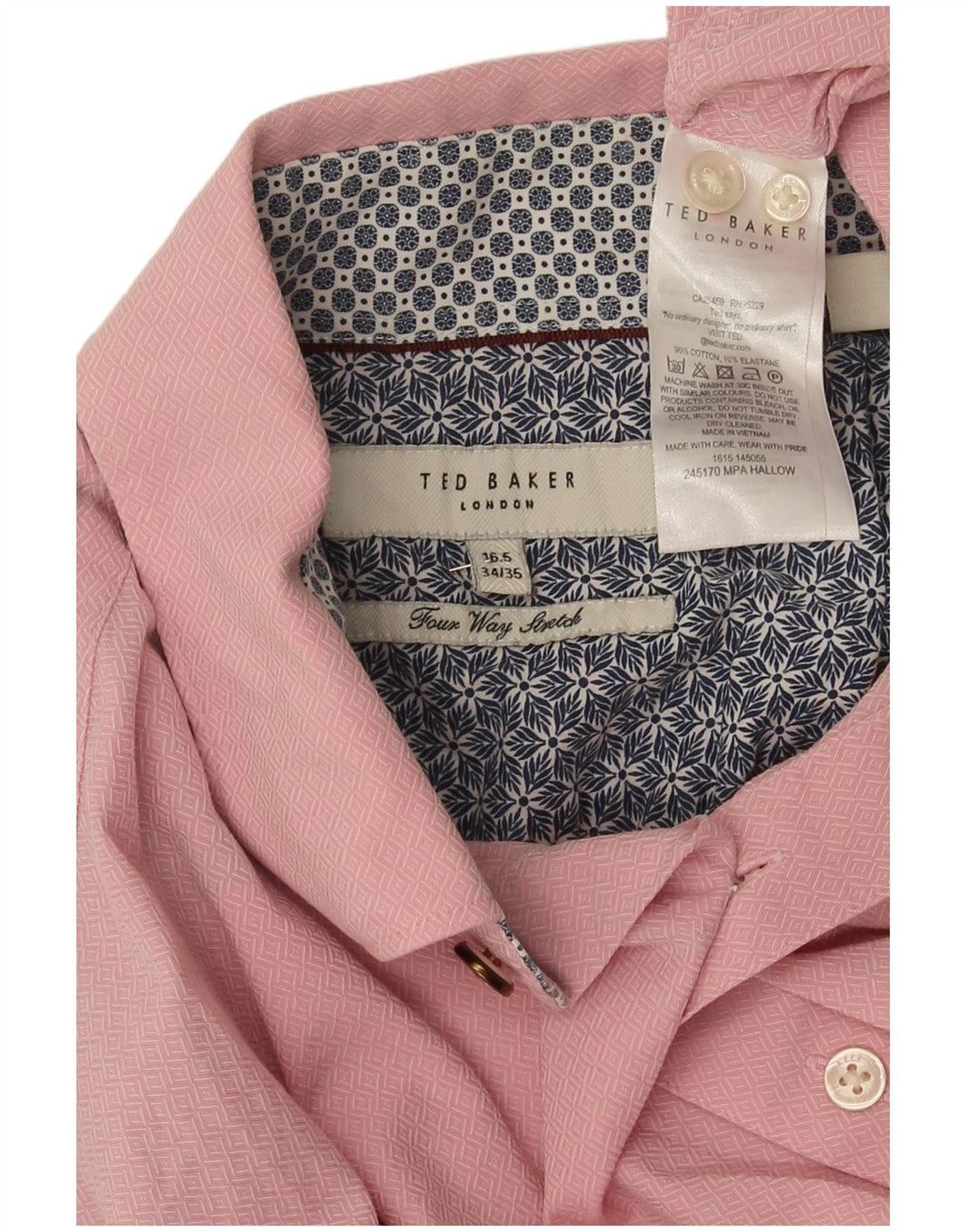 Ted Baker muška košulja veličine 16 1/2 veliki ružičasti geometrijski pamuk