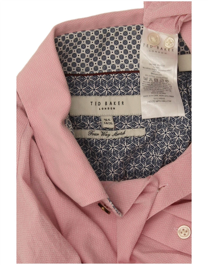 Ted Baker muška košulja veličine 16 1/2 veliki ružičasti geometrijski pamuk