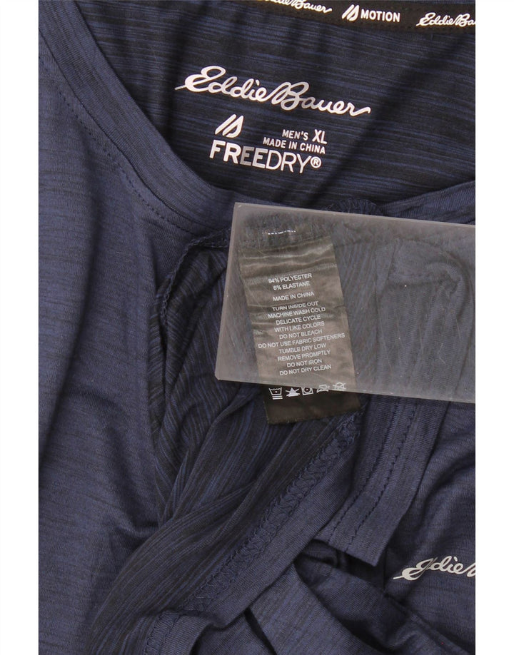 EDDIE BAUER Mens T-Shirt Top XL Navy Blue Flecked Polyester Vintage Eddie Bauer and Second-Hand Eddie Bauer from Messina Hembry 