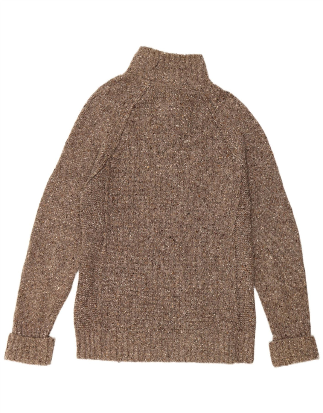 FAT FACE Mens Button Neck Jumper Sweater Small Grey Flecked Wool