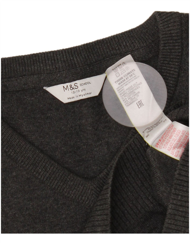 Marks & Spencer dječački džemper s V-izrezom 12-13 godina, sivi pamuk