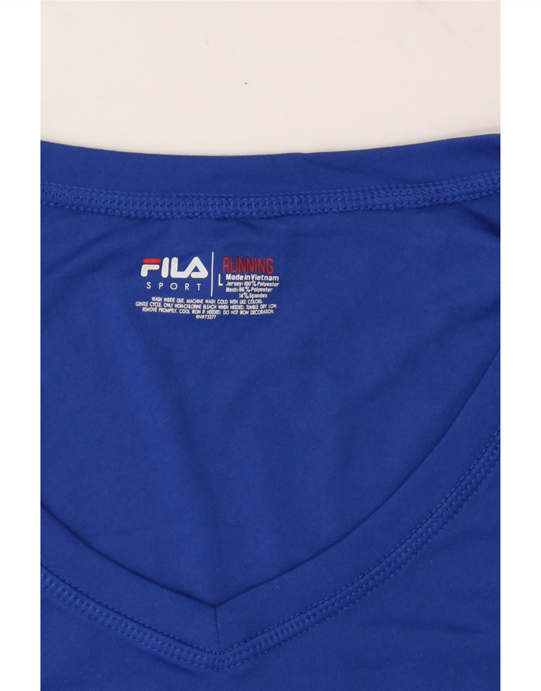 FILA Womens T-Shirt Top UK 14 Large Blue Geometric Polyester Vintage Fila and Second-Hand Fila from Messina Hembry 