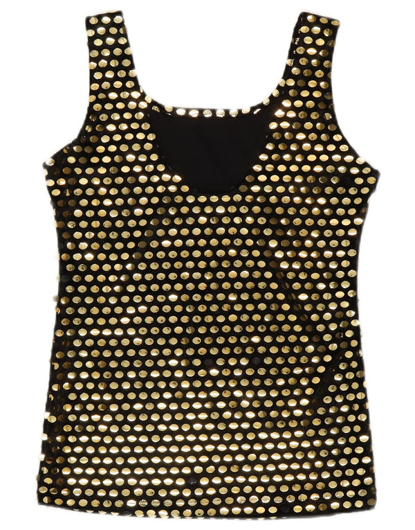 Vintage gornji dio ženske bluze bez rukava UK 10 mali crni poliester