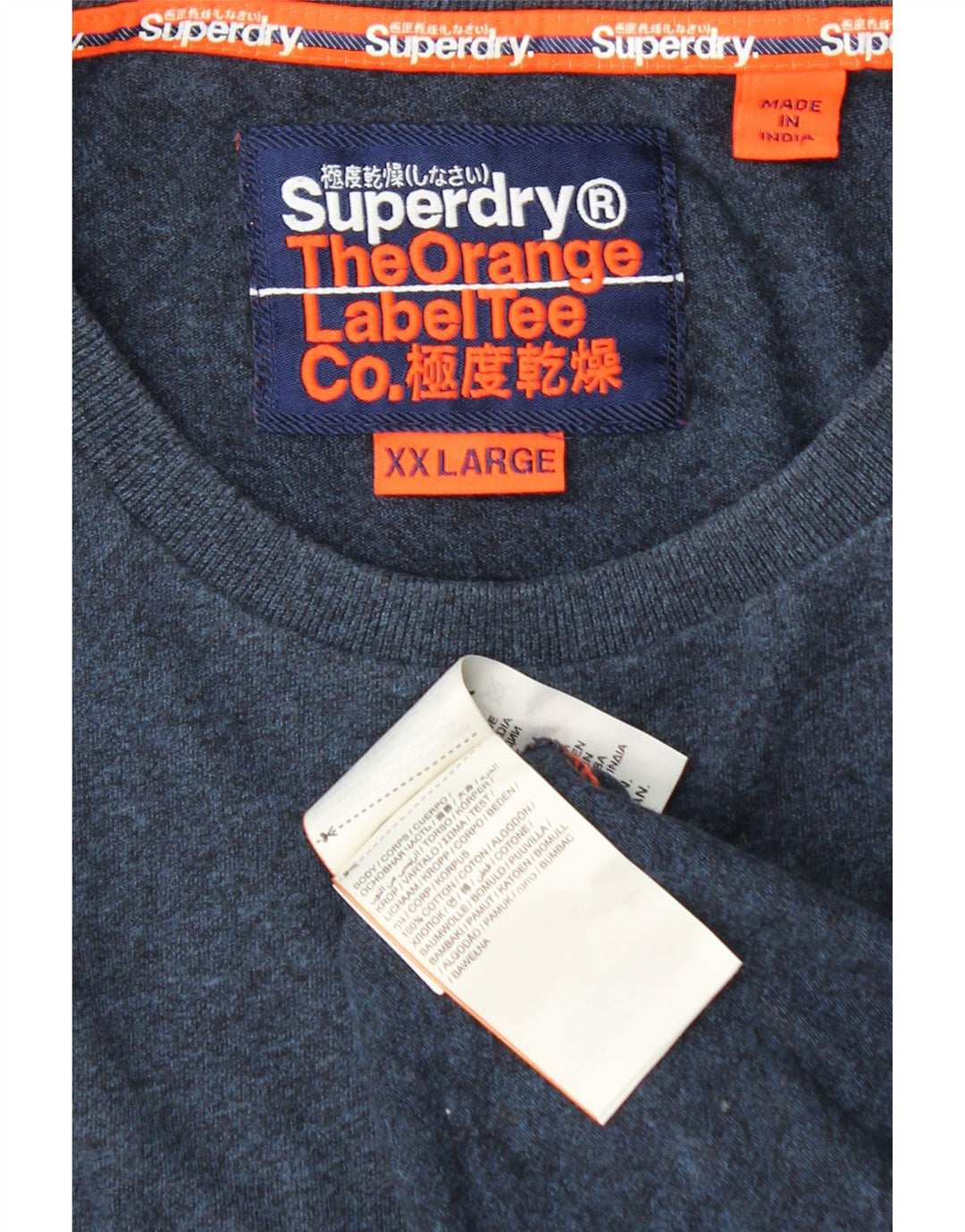 SUPERDRY muška majica dugih rukava 2XL tamnoplavi pamuk u blokovima boja