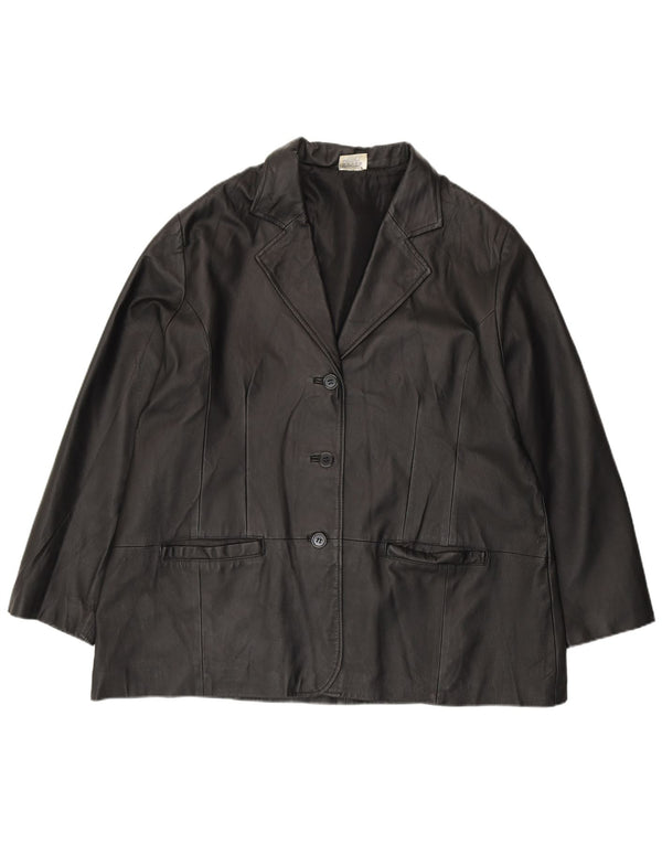 Agenda Ženska kožna jakna sako s 3 gumba UK 24 4XL crna koža