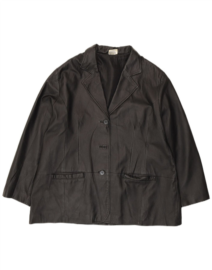 Agenda Ženska kožna jakna sako s 3 gumba UK 24 4XL crna koža