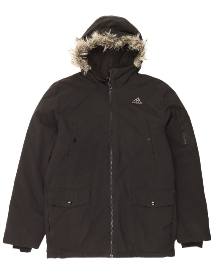 Adidas muška parka jakna s kapuljačom UK 36 Mala crna najlonska