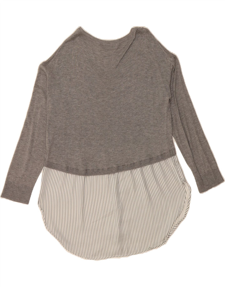 ZARA Womens Top Long Sleeve UK 12 Medium Grey Striped Polyester Vintage Zara and Second-Hand Zara from Messina Hembry 