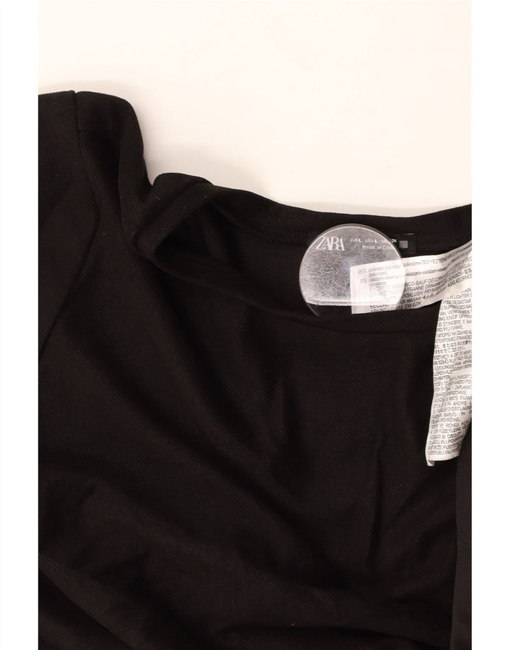 ZARA ženska haljina A-kroja UK 16 Veliki crni cvjetni poliester