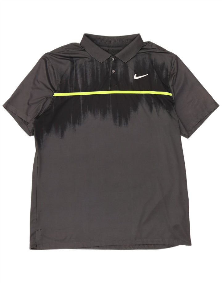 Nike muška polo majica Dri Fit standardnog kroja, veliki sivi poliester u boji