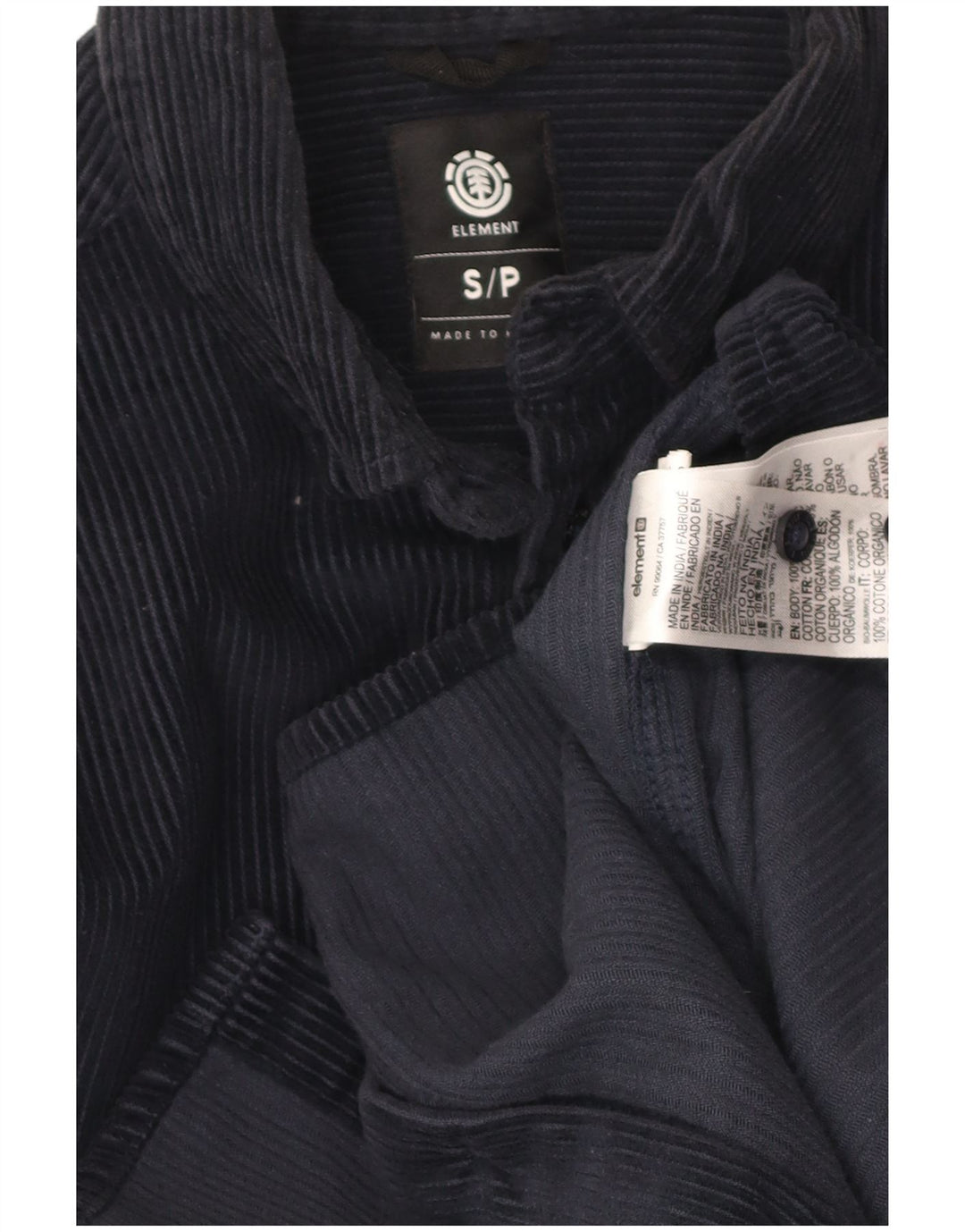 ELEMENT Mens Corduroy Shirt Small Navy Blue Cotton