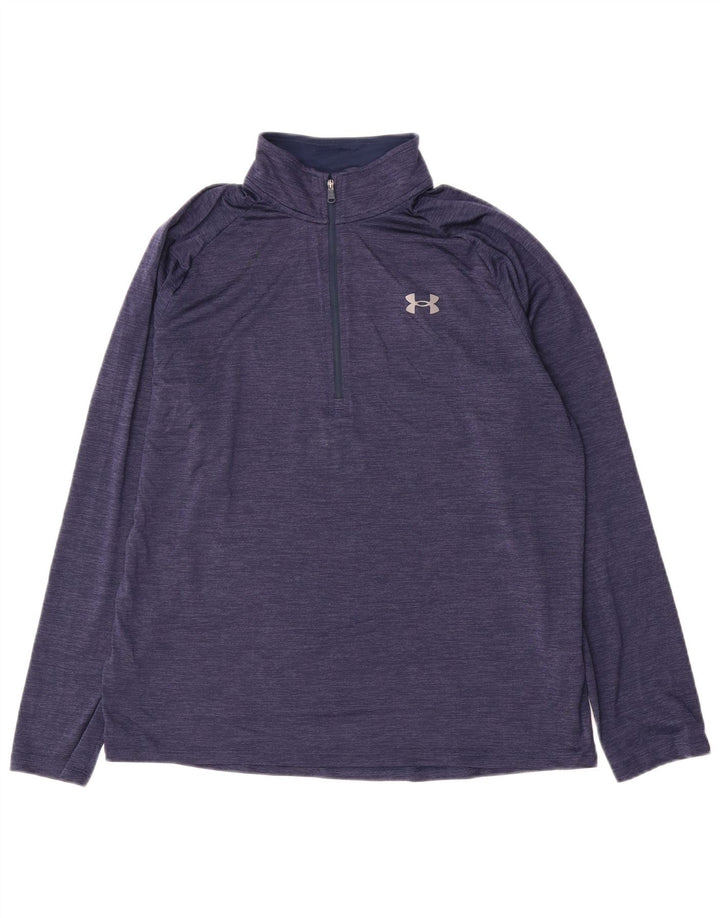 Under Armour, gornji dio trenirke s patentnim izrezom i velikim tamnoplavim prugama