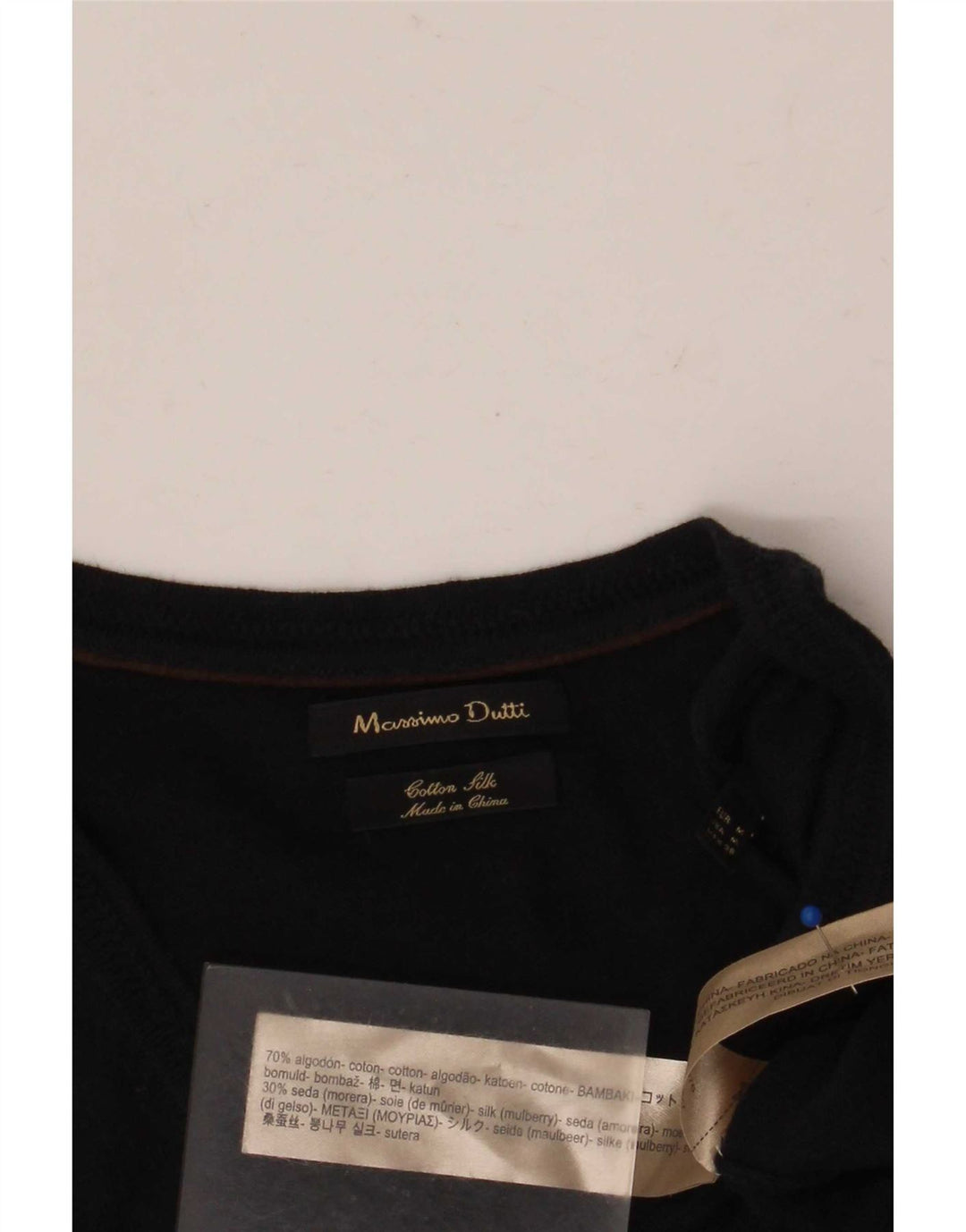 Massimo Dutti muški džemper s V-izrezom Srednji tamnoplavi pamuk