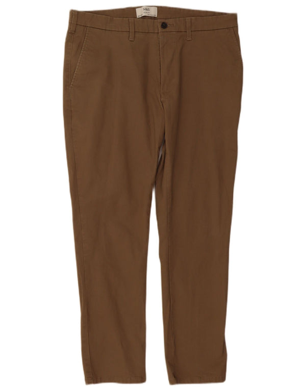 Marks & Spencer Mens Slim Fit Chino Trousers W36 L29 Beige Cotton