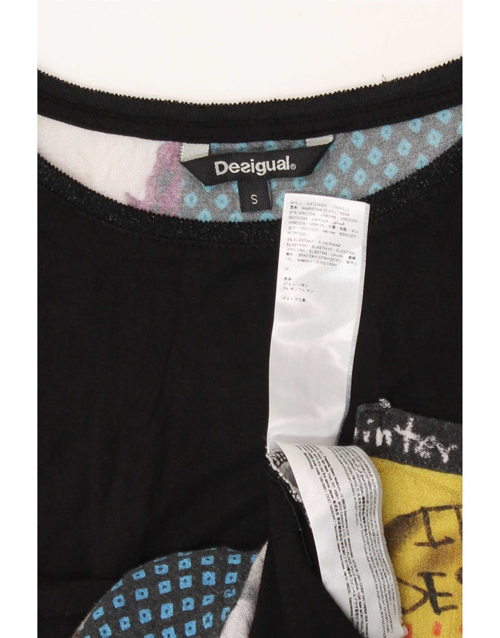 Desigual ženski gornji dio s 3/4 rukavima s apstraktnim uzorkom UK 10 Mala crna viskoza