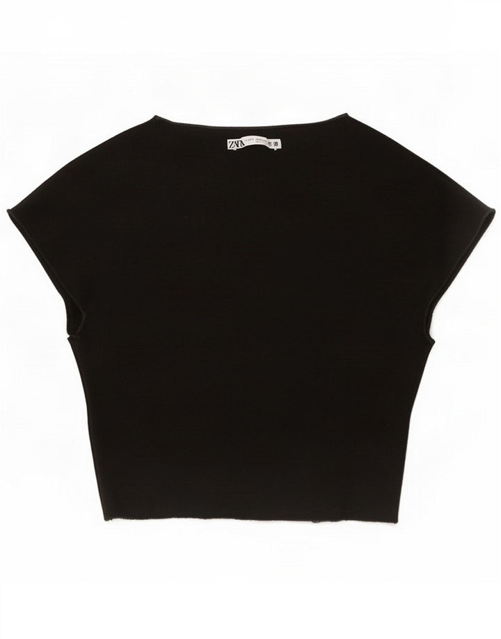 Zara Womens Crop Top UK 10 Small Black