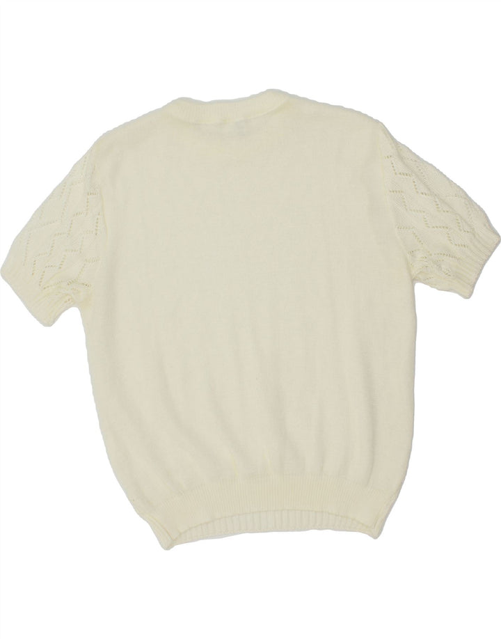 VINTAGE Womens Crew Neck Jumper Sweater EU 40 Medium Off White Polyacrylic Vintage Vintage and Second-Hand Vintage from Messina Hembry 