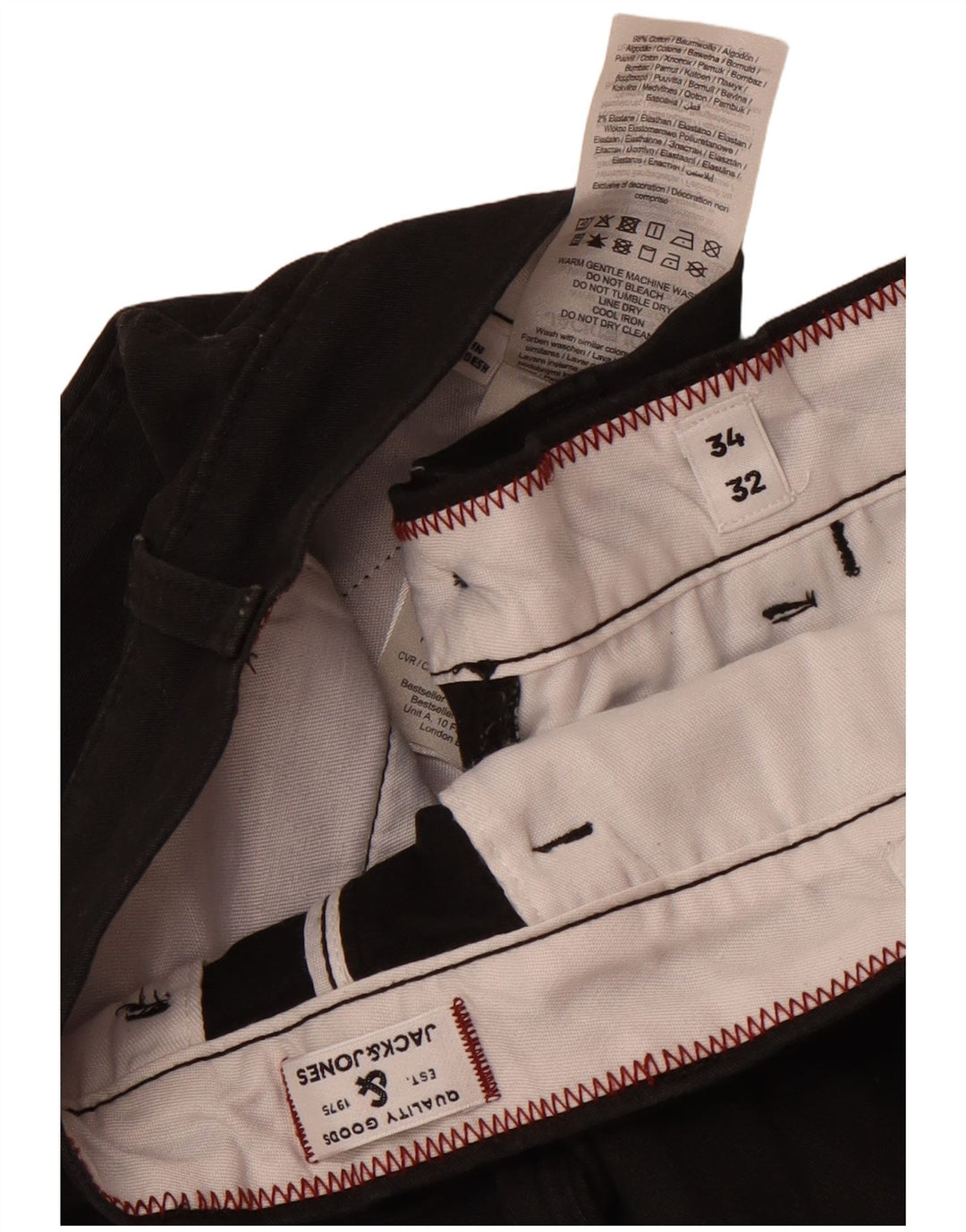 Jack & Jones muške uske chino hlače W34 L32 crni pamuk