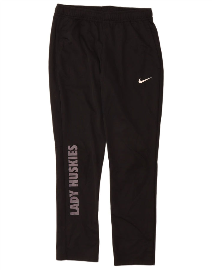 Nike Ženske Dri Fit Graphic Trenirke Hlače UK 14 Srednje crni poliester