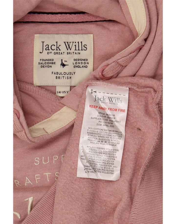JACK WILLS Džemper s kapuljačom s kapuljačom za djevojčice 14-15 godina, ružičasti pamuk