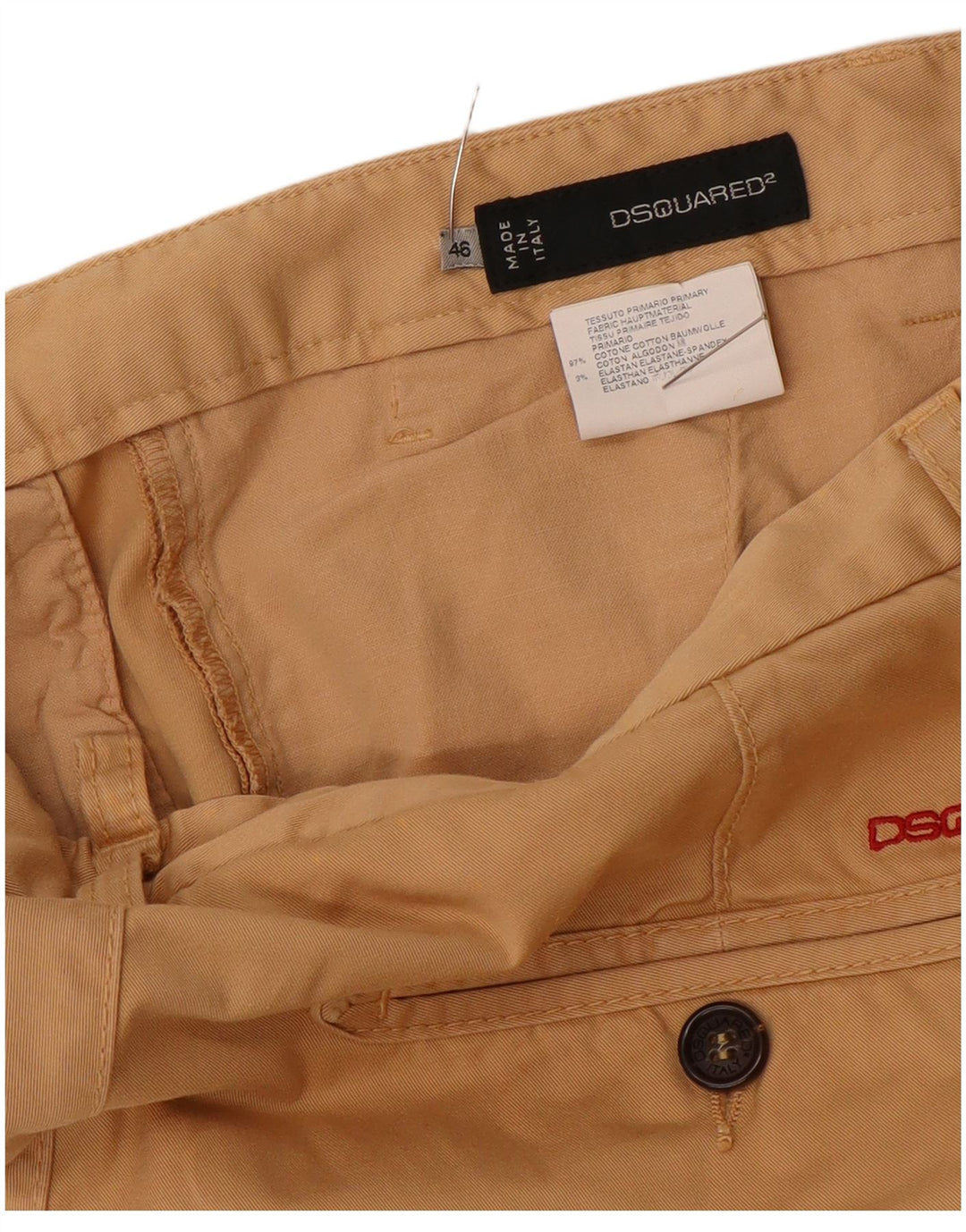Dsquared2 Ženske uske chino hlače IT 46 Large W32 L32 Bež pamuk