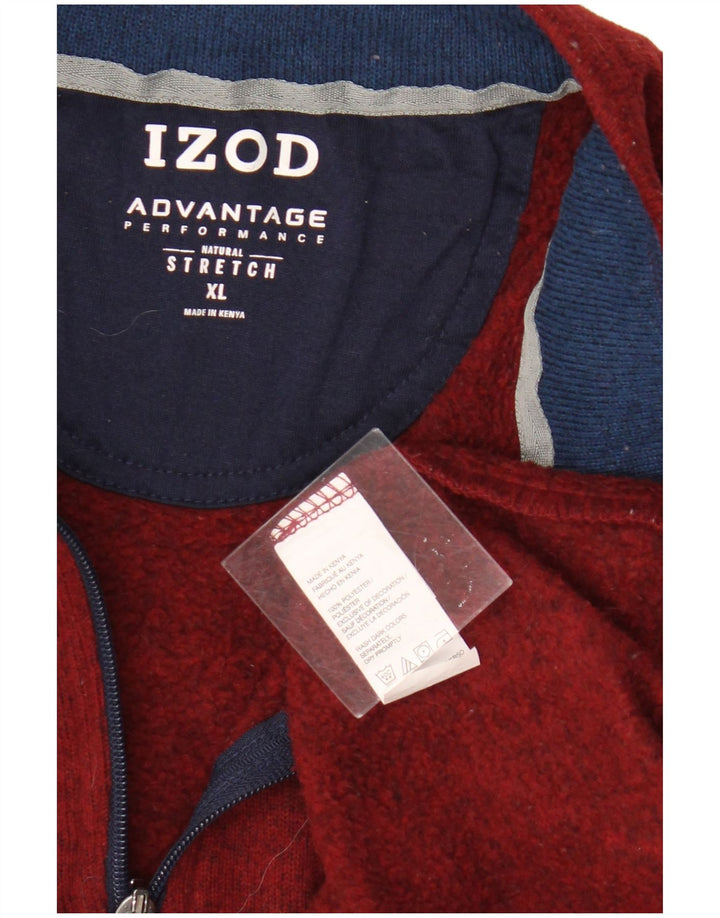Izod muška majica s izrezom s patentnim zatvaračem XL od crvenog pjegavog poliestera