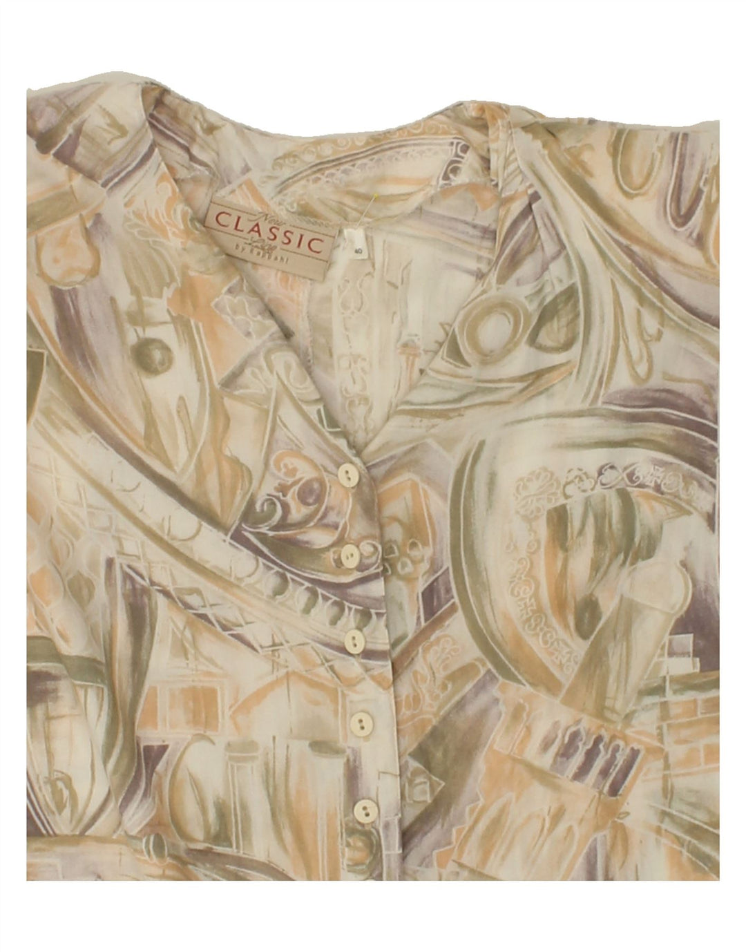 CLASSIC Womens Short Sleeve Shirt Blouse EU 40 Medium Grey Floral Viscose Vintage CLASSIC and Second-Hand CLASSIC from Messina Hembry 