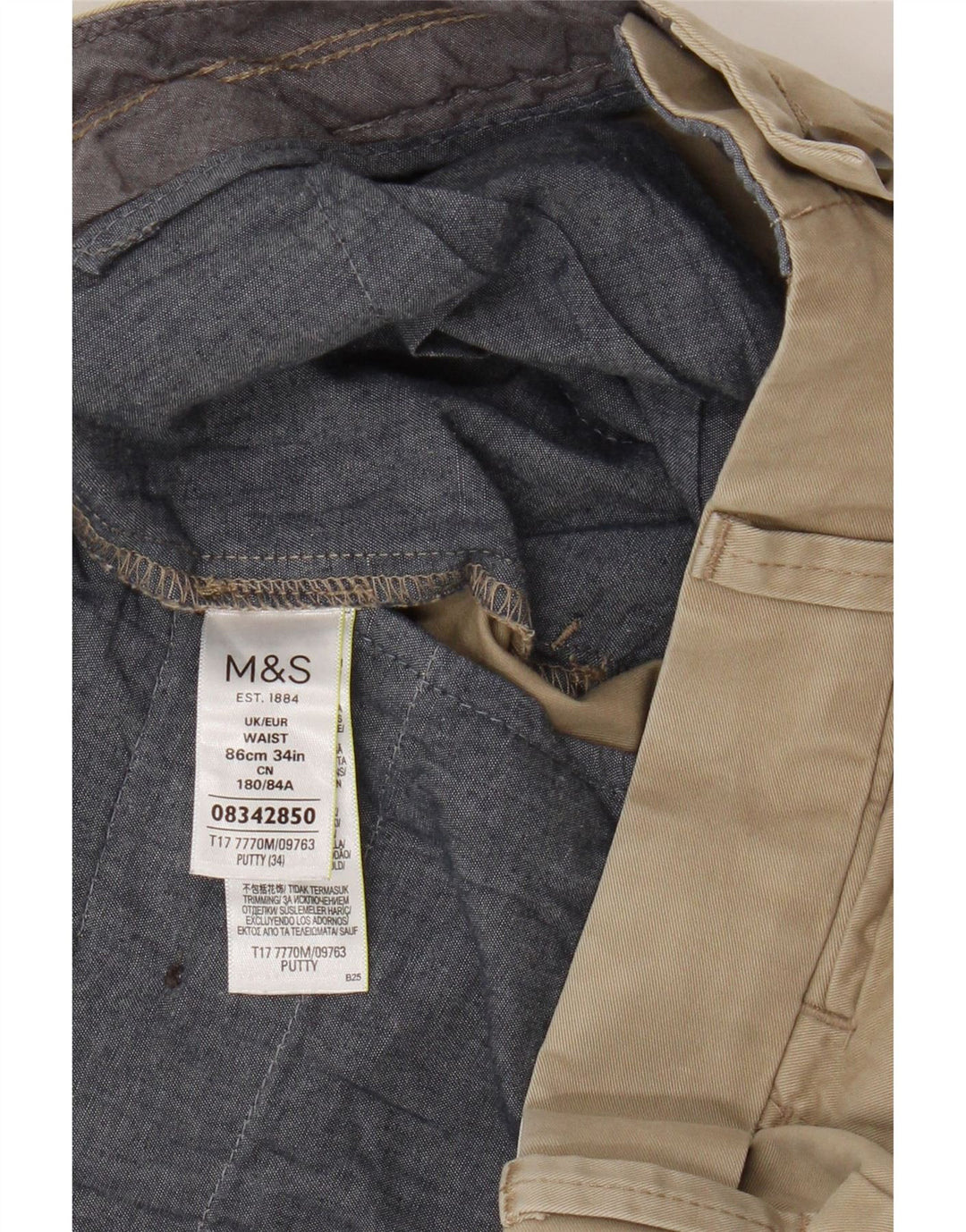 Marks & Spencer muške chino kratke hlače W34 veliki bež pamuk