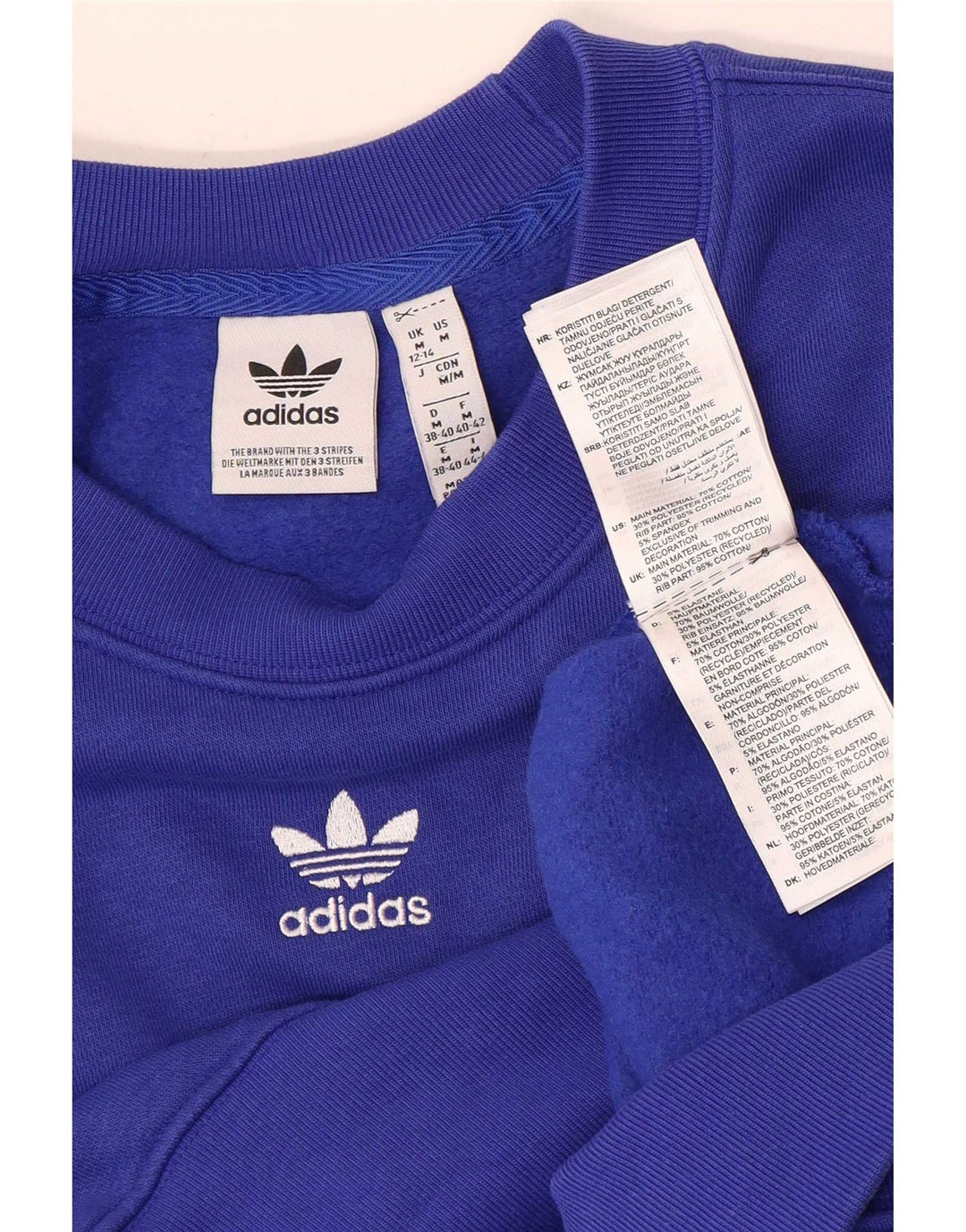 Adidas ženska majica prekomjerne veličine UK 12/14 srednje plavi pamuk