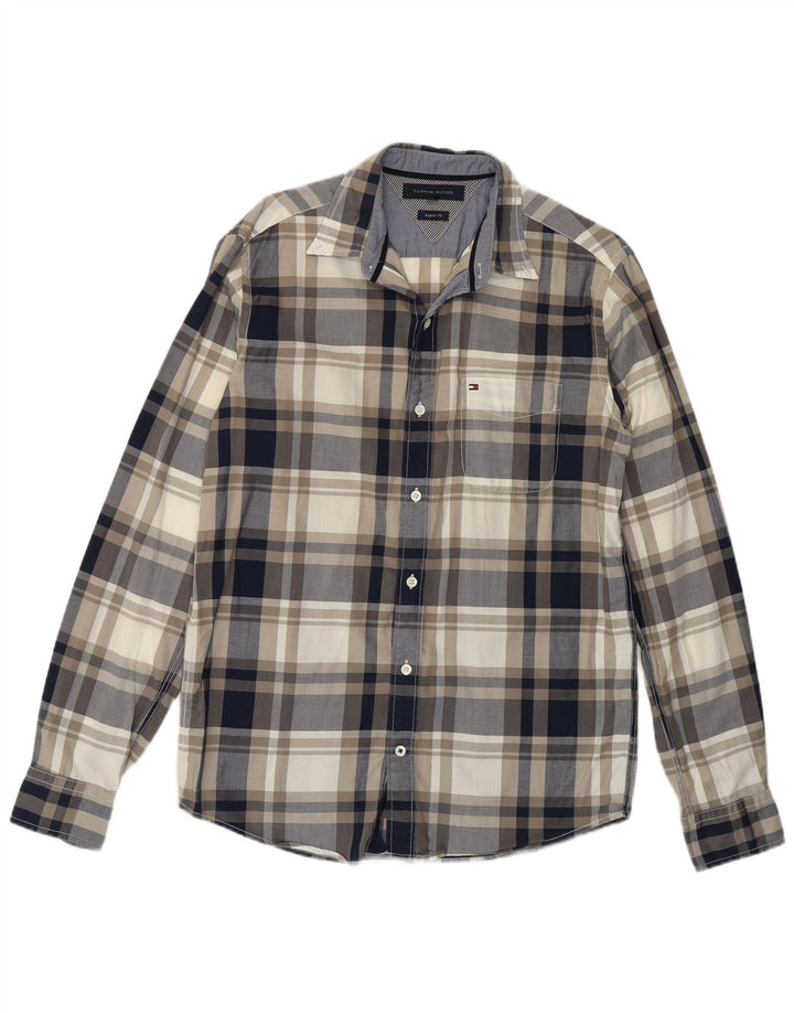 TOMMY HILFIGER Mens Regular Fit Shirt Small Blue Check Cotton