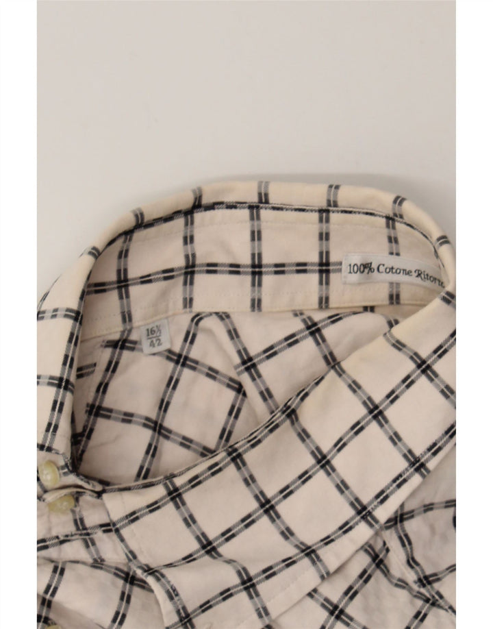 ROCCOBAROCCO Mens Shirt Size 16 1/2 Large White Check Vintage Roccobarocco and Second-Hand Roccobarocco from Messina Hembry 