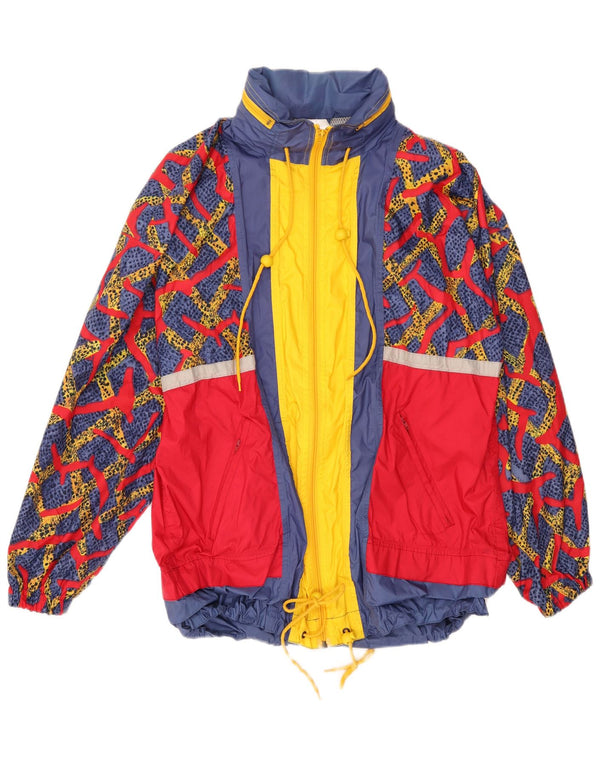 Vintage muška kišna jakna s kapuljačom UK 40 Veliki raznobojni blok u boji