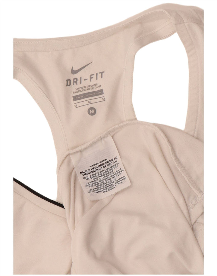 NIKE Ženski Dri Fit Vest Top UK 12 Srednje bijeli poliester