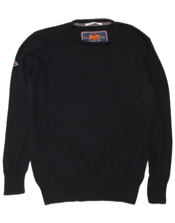 Superdry muški pulover s okruglim izrezom Mali crni pamuk
