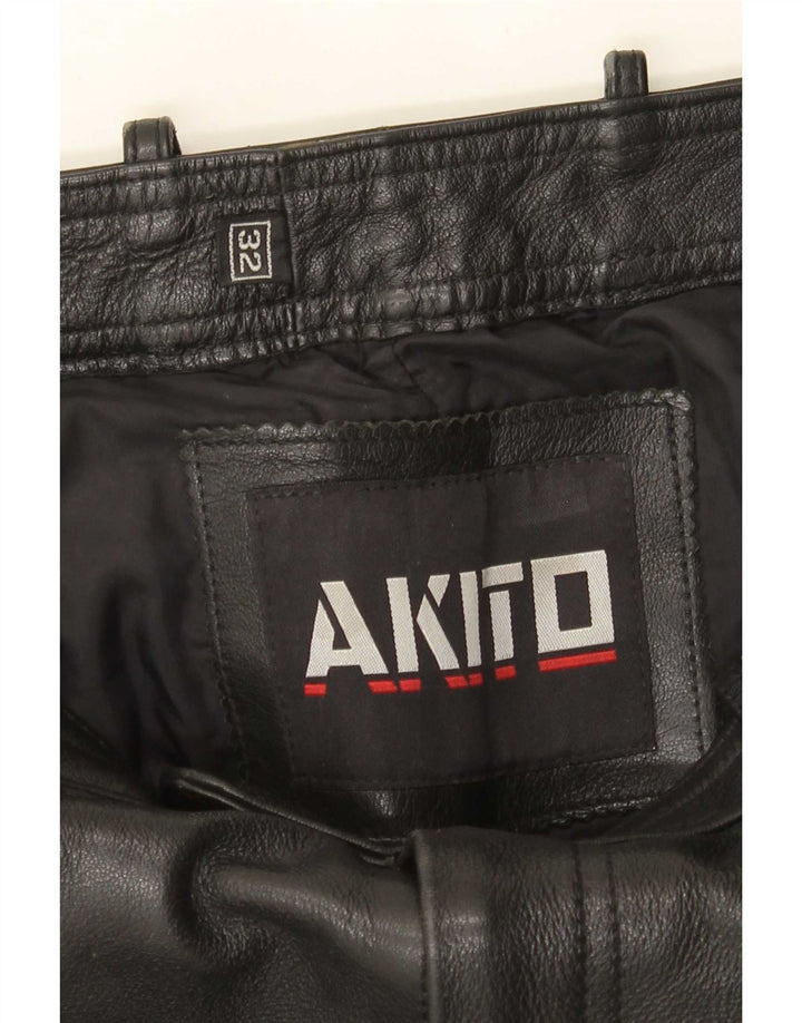 Akito muške uske kožne hlače W32 L34 crna koža