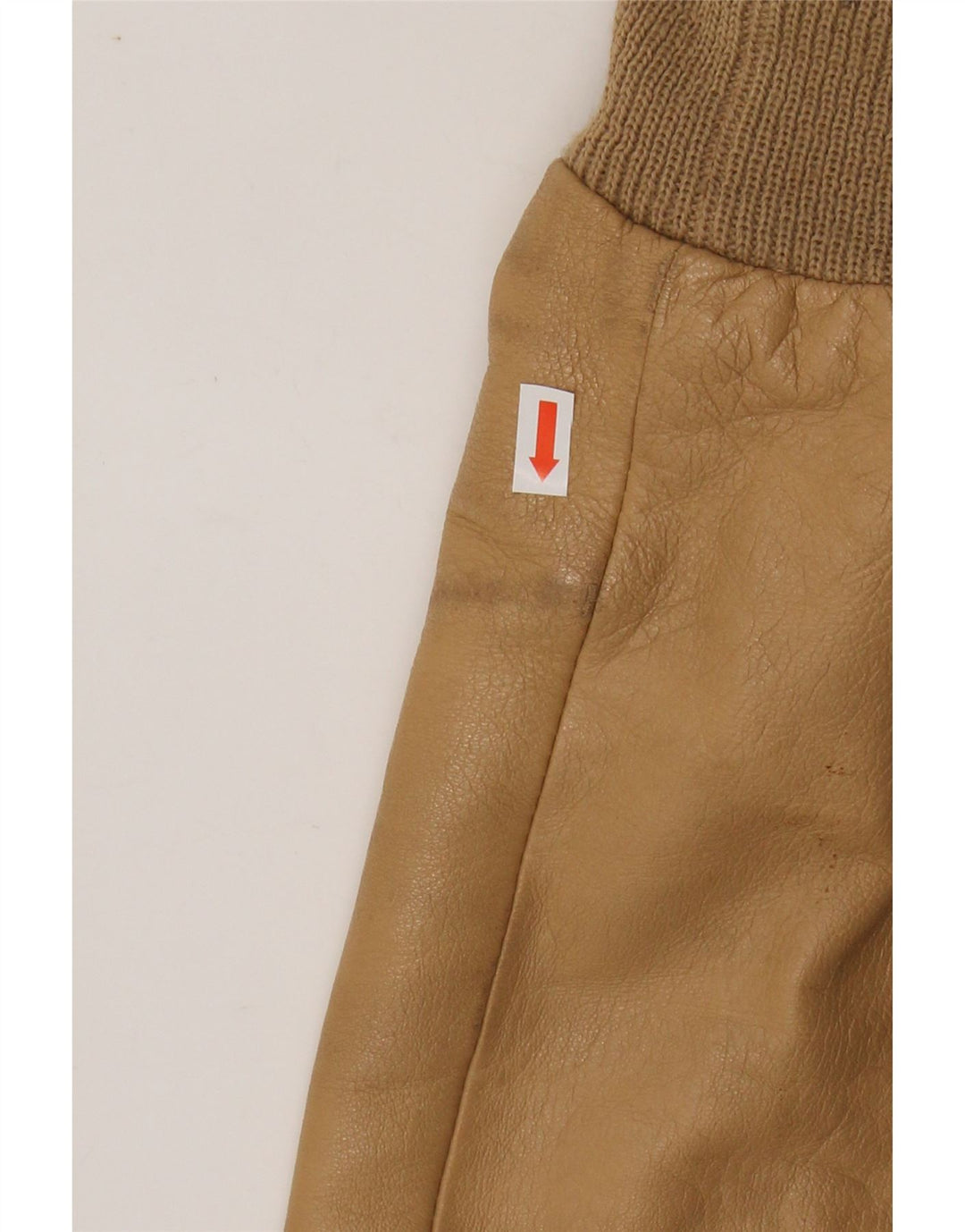 VINTAGE Womens Leather Jacket IT 50 XL Beige