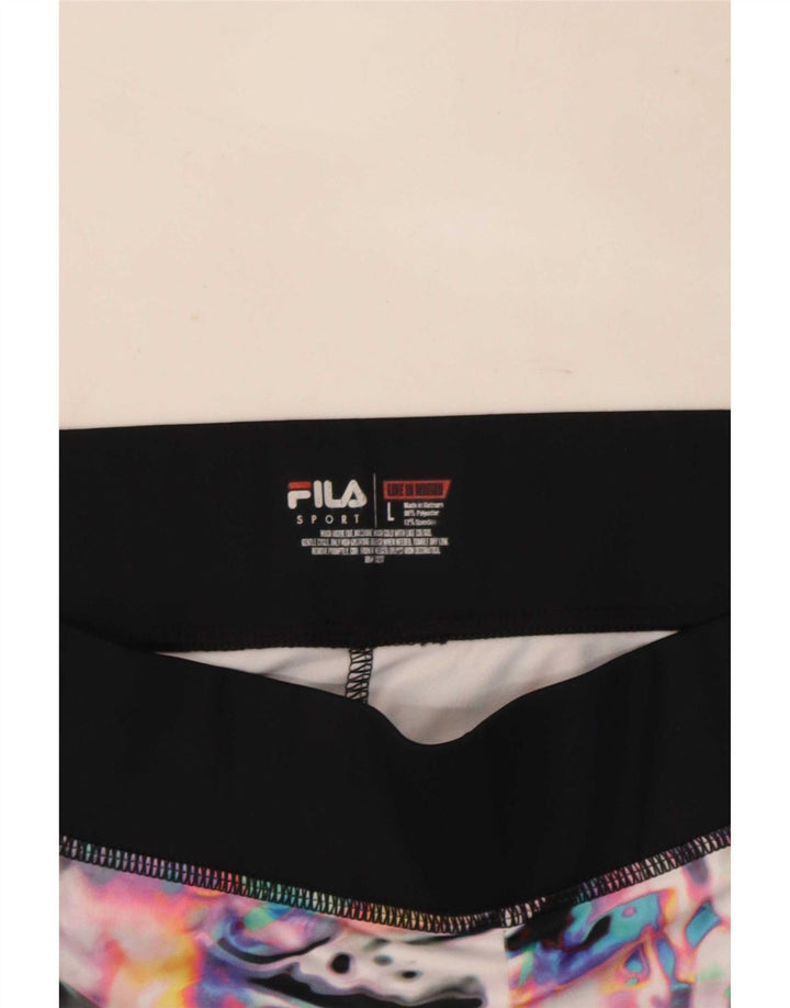 Fila ženske kapri tajice s apstraktnim uzorkom UK 14 veliki crni poliester