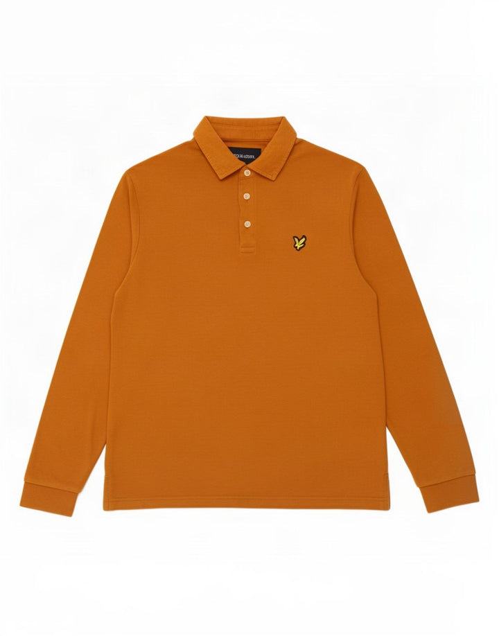 Lyle & Scott muška polo majica dugih rukava srednje narančasta pamuk