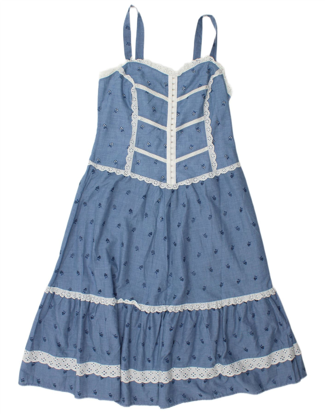 VINTAGE ženska maksi haljina bez rukava IT 42 Srednje plavi cvjetni poliester