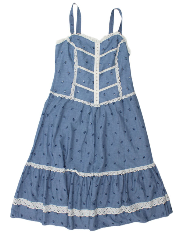 VINTAGE ženska maksi haljina bez rukava IT 42 Srednje plavi cvjetni poliester