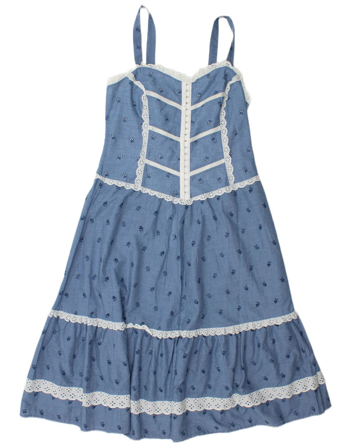 VINTAGE ženska maksi haljina bez rukava IT 42 Srednje plavi cvjetni poliester