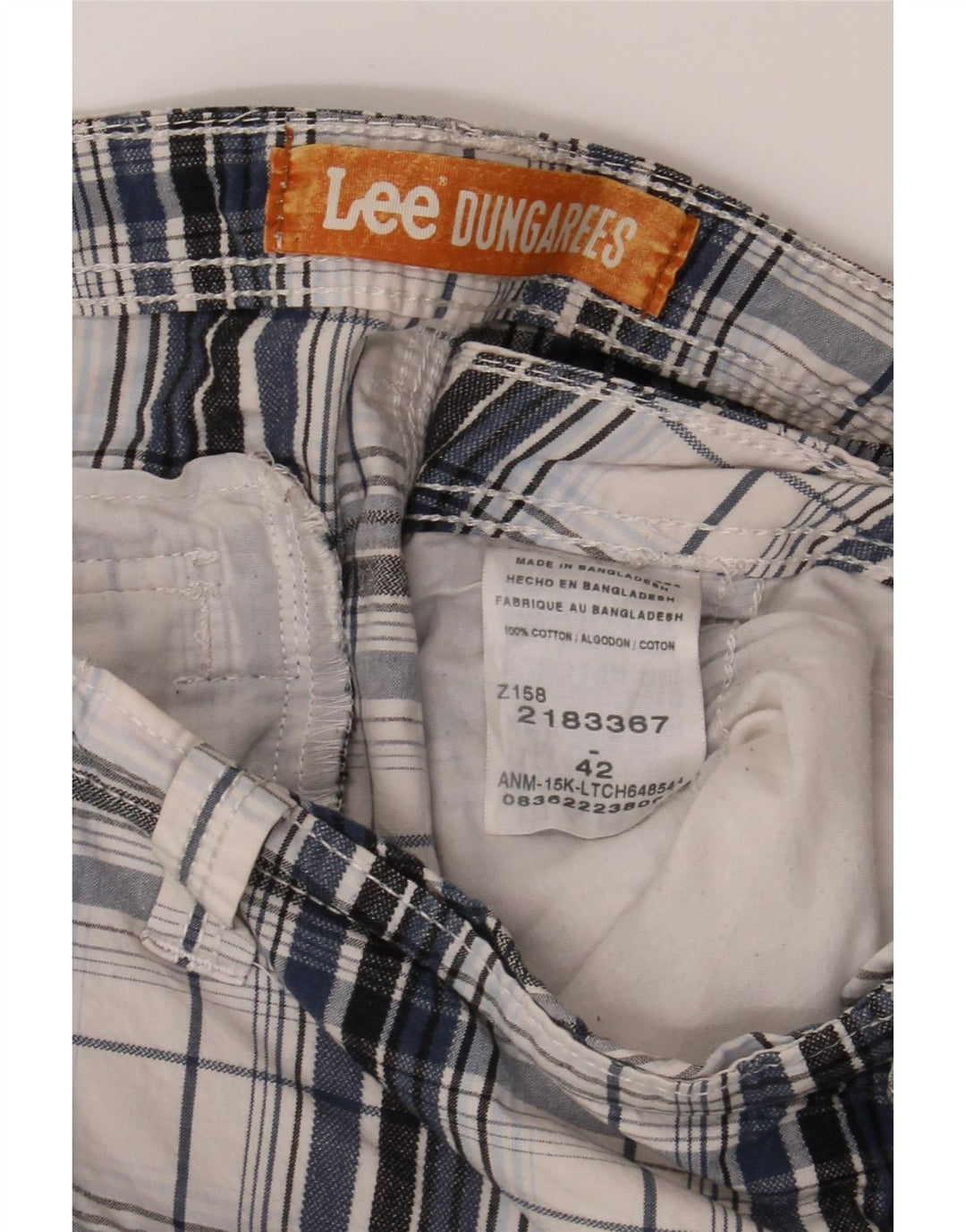 LEE Mens Cargo Shorts W42 2XL Navy Blue Check Cotton Vintage Lee and Second-Hand Lee from Messina Hembry 