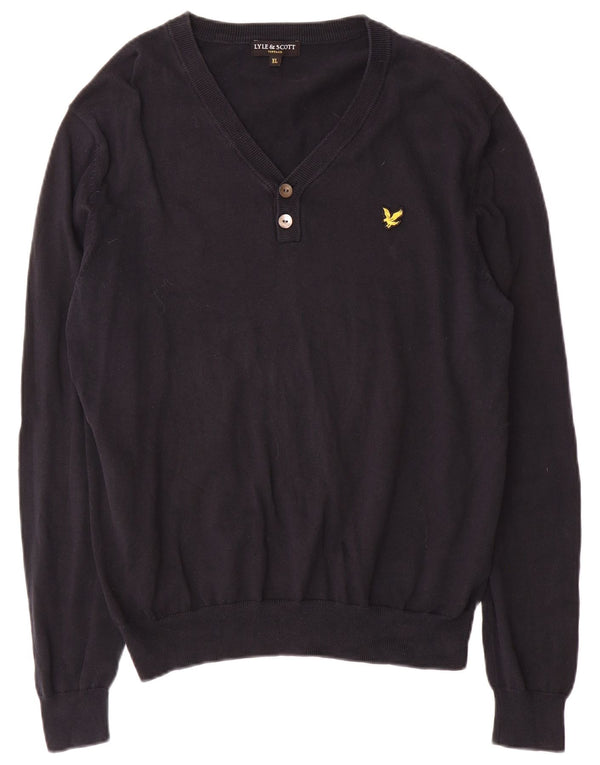 Lyle & Scott muški džemper s V-izrezom XL tamnoplavi pamuk