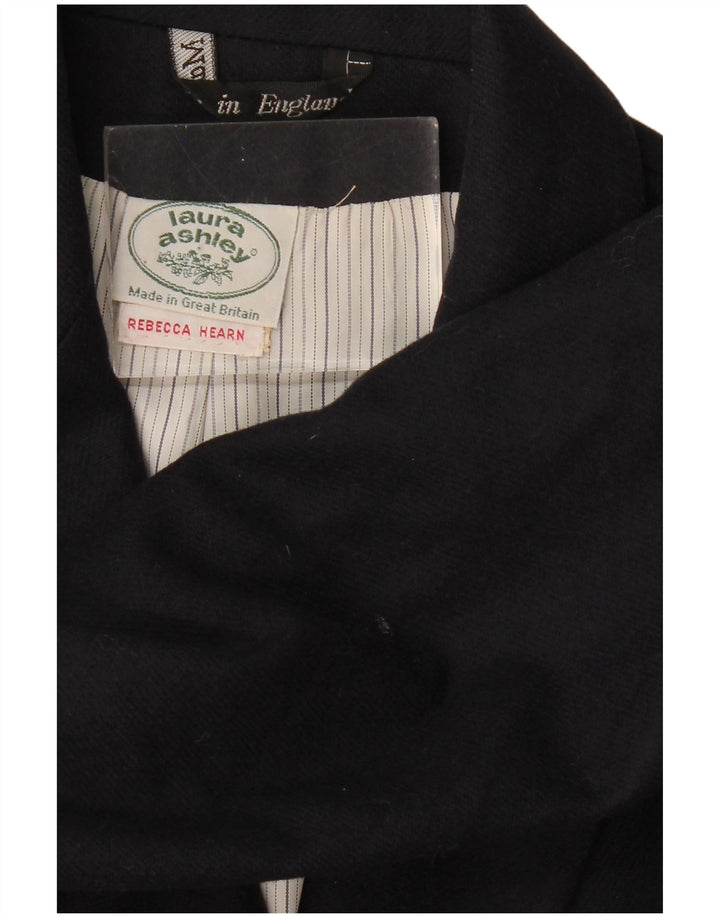 LAURA ASHLEY Ženska jakna s dvostrukim kopčanjem UK 14 Srednja crna vuna