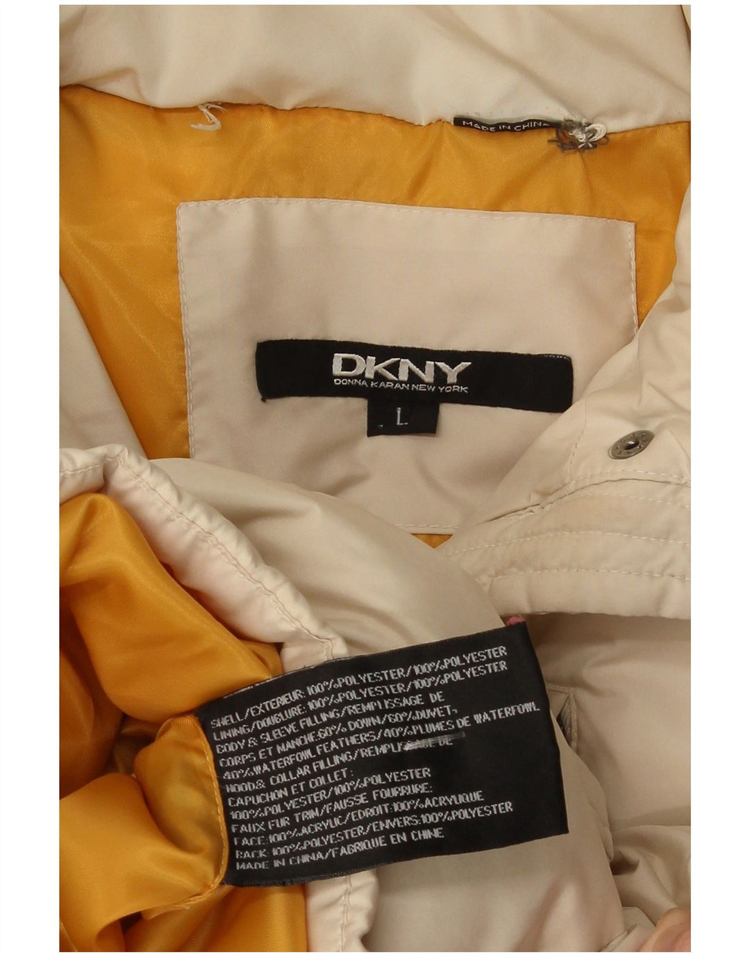 Dkny ženski podstavljeni kaput s kapuljačom UK 14 veliki bež poliester