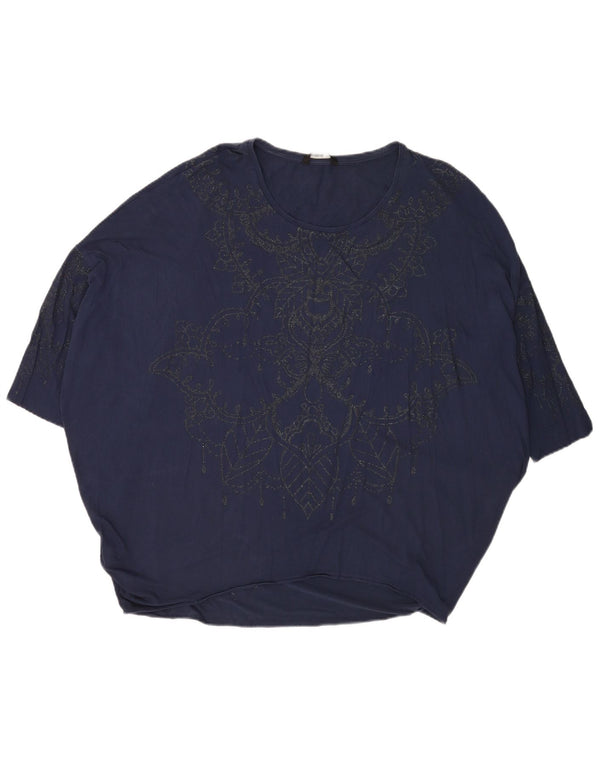 Desigual ženska majica kratkih rukava s velikim grafičkim motivima UK 16 Large Navy Blue Paisley