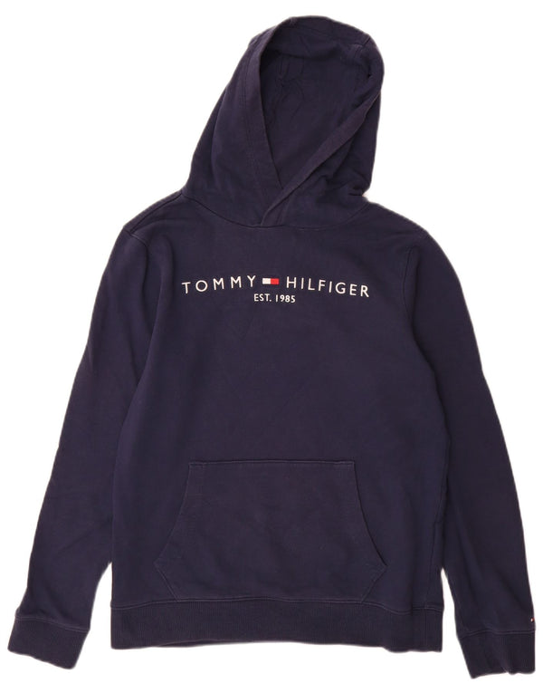 Tommy Hilfiger majica s kapuljačom s kapuljačom za dječake 13-14 godina, tamnoplavi pamuk