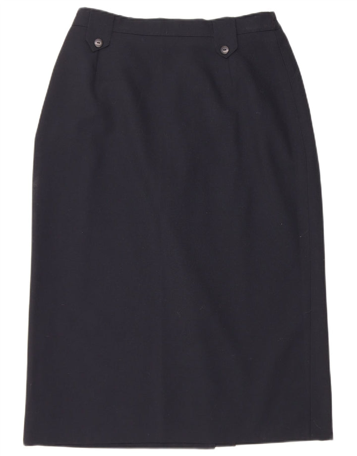VINTAGE Womens Pencil Skirt UK 12 Medium W28  Navy Blue Polyester