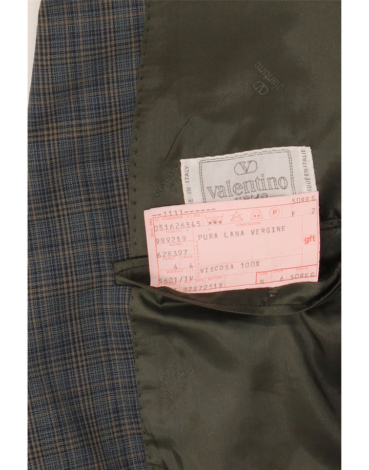 VALENTINO Muška jakna s 2 gumba IT 50 veliki plavi karirani viskoza